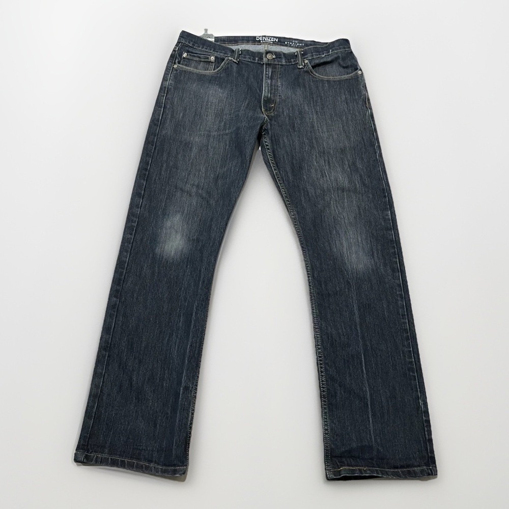 Levis Denizen Mens Dark Indigo Blue Denim 218 Straight Fit Classic Jeans 38x32